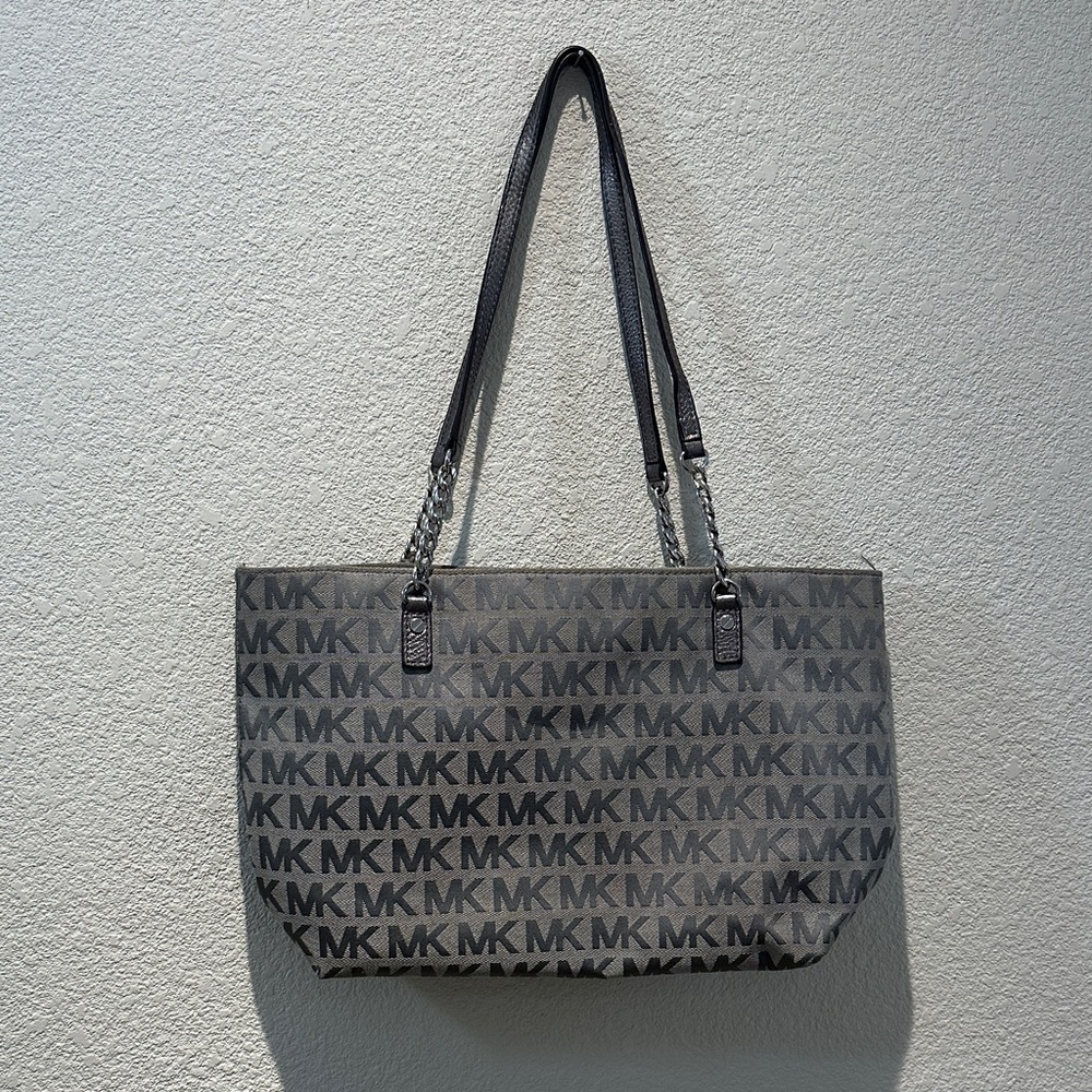 Michael Kors Gray MK Logo Chain-Strap Tote